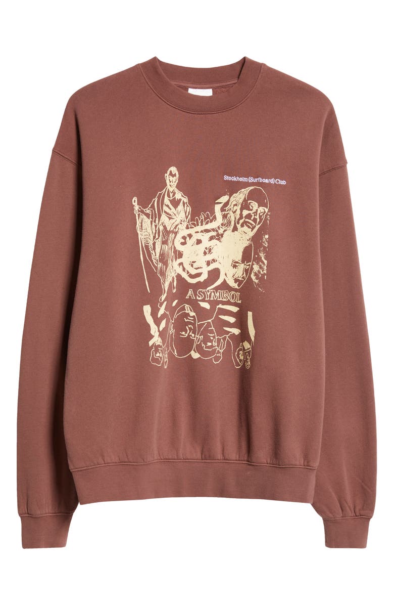 STOCKHOLM SURFBOARD CLUB Ford Logo Embroidered Graphic Sweatshirt, Alternate, color, Brown