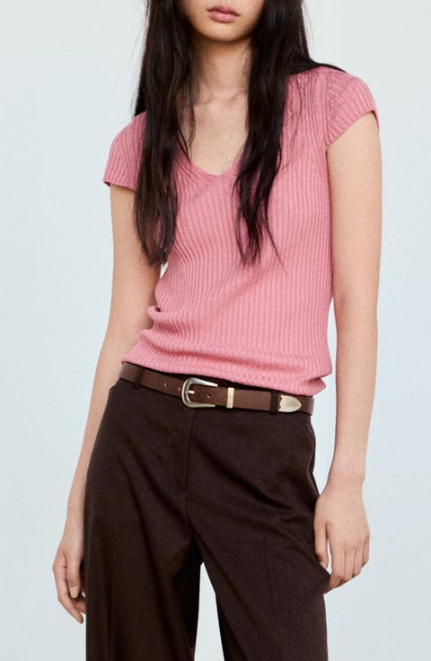 Short Sleeve Rib Sweater