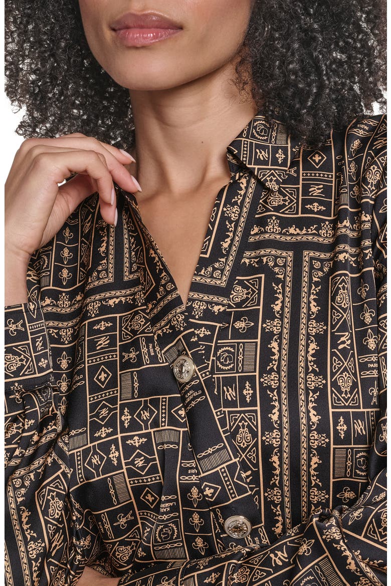 Print Surplice Shirt, Alternate, color, BLACK/ GOLD