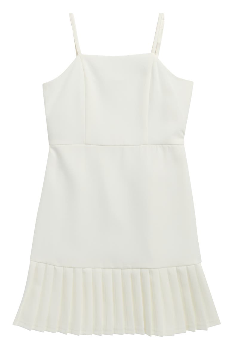 Kids' Pleat Trim Shift Dress, Main, color, WHITE