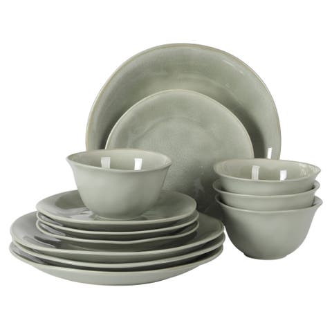 Port Barton 12-Piece Reactive Glaze Stoneware Dinnerware Set