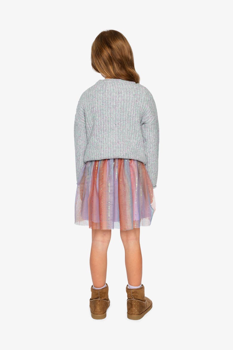 Knit Texture Poodle Appliqué Sweater, Alternate, color, Pale Turquoise and Lilac