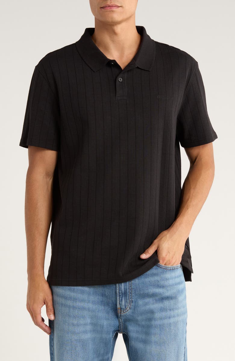 Calvin Klein Textured Knit Polo, Main, color, Black