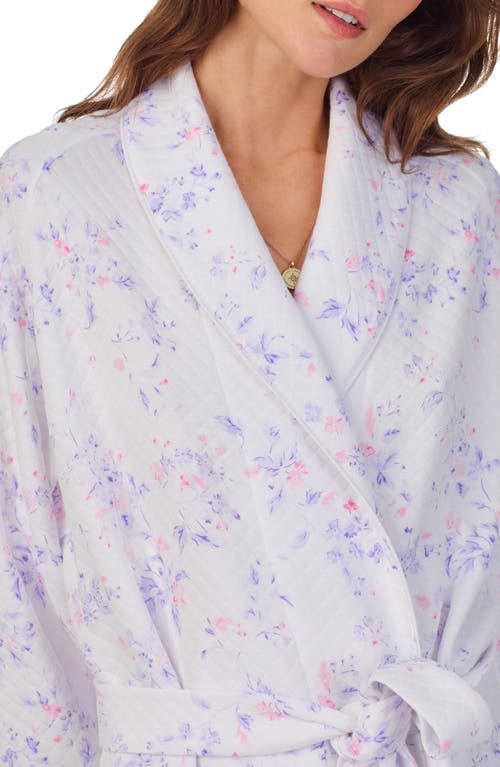 Eileen West Floral Quilted Cotton Ballet Robe In White Lilac