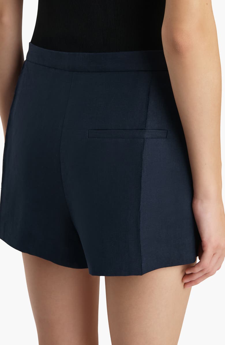 Khaite Blane Linen Suiting Shorts, Alternate, color, Dark Navy