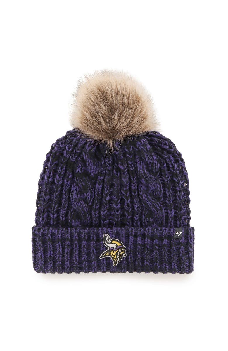 '47 Women's '47 Purple Minnesota Vikings Meeko Cuffed Knit Hat with Pom, Main, color,