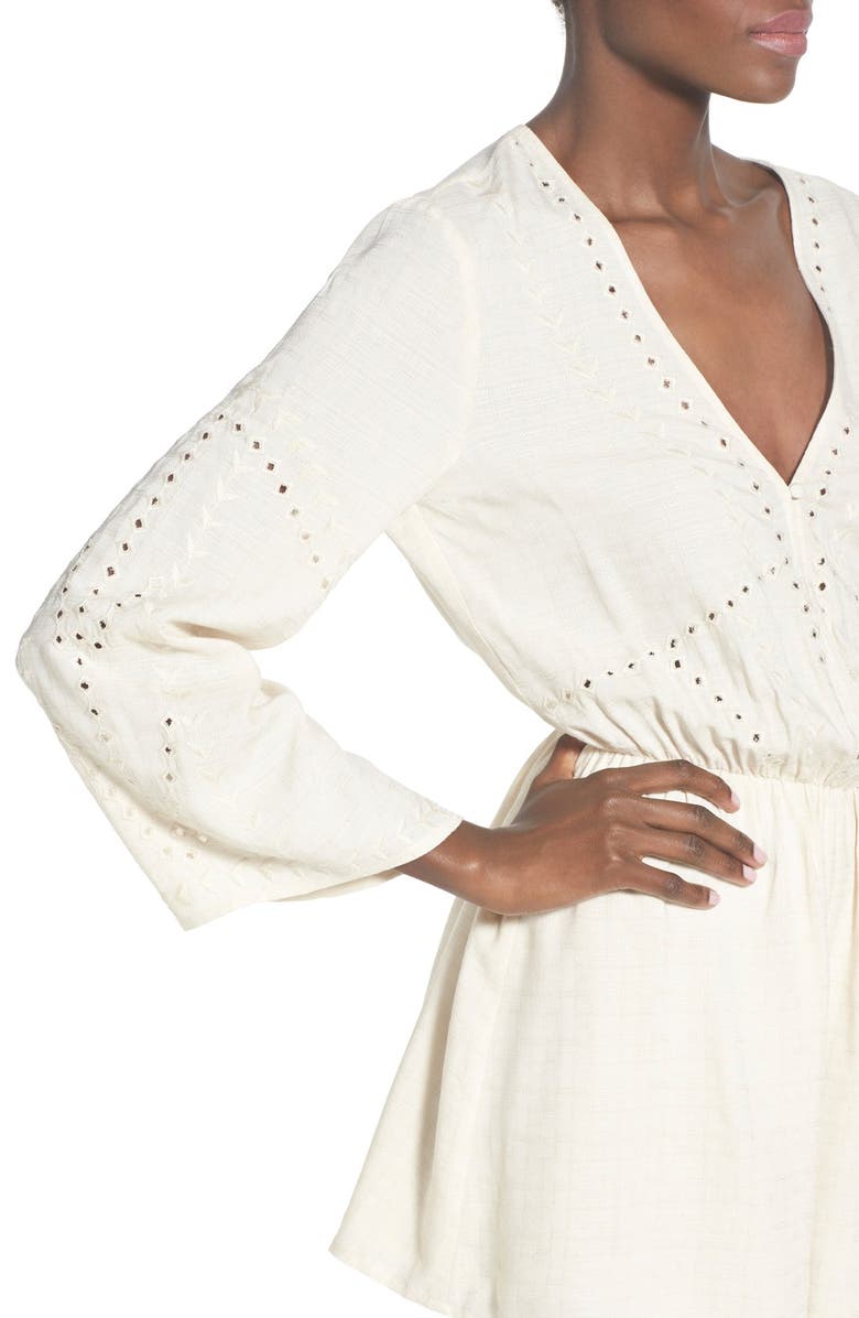 ASTR the Label ASTR Embroidered Bell Sleeve Romper, Alternate, color, 