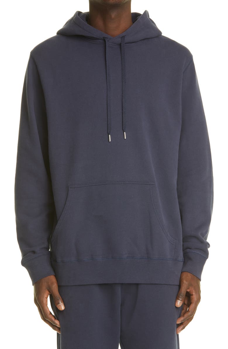 Sunspel French Terry Pullover Hoodie, Main, color, Navy