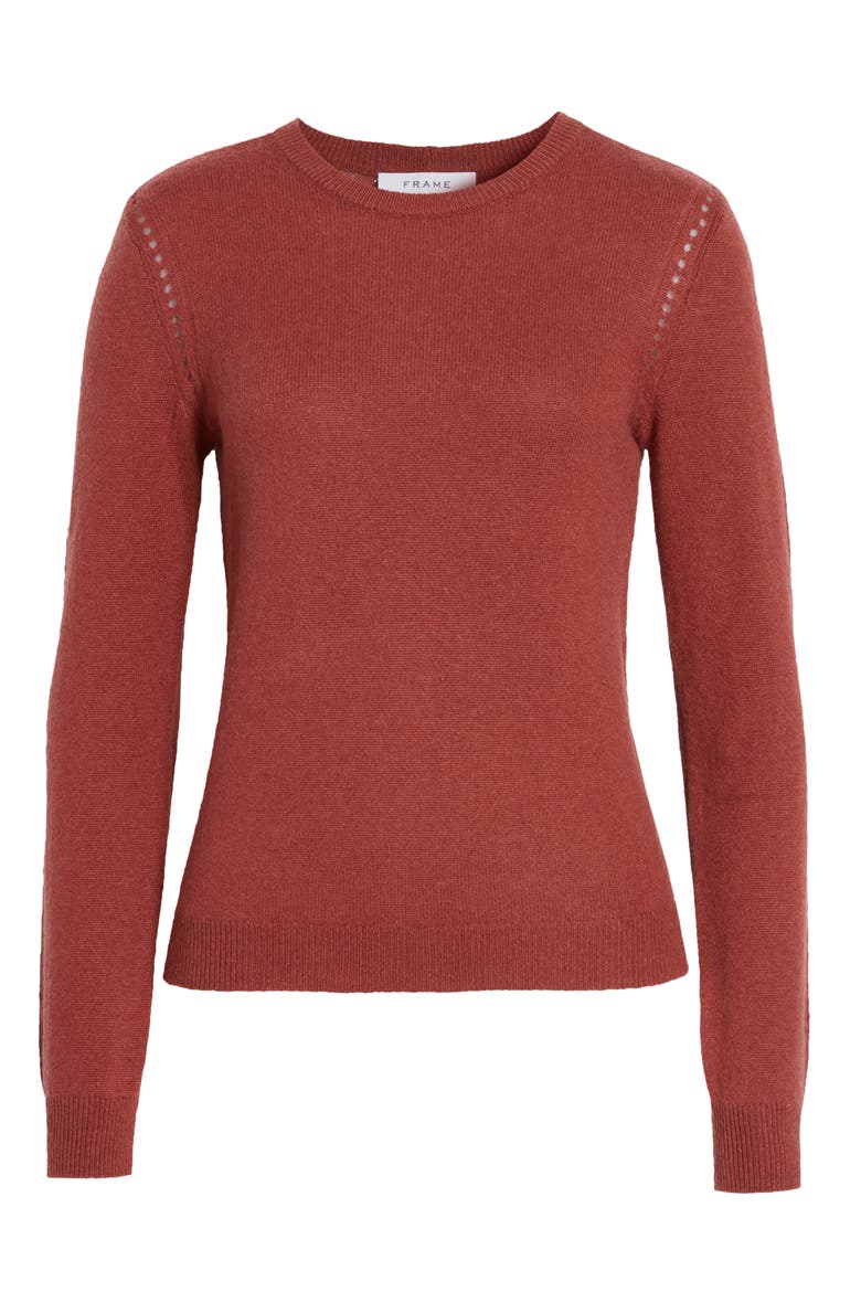 Pointelle Detail Wool & Cashmere Sweater, Alternate, color, SABLE