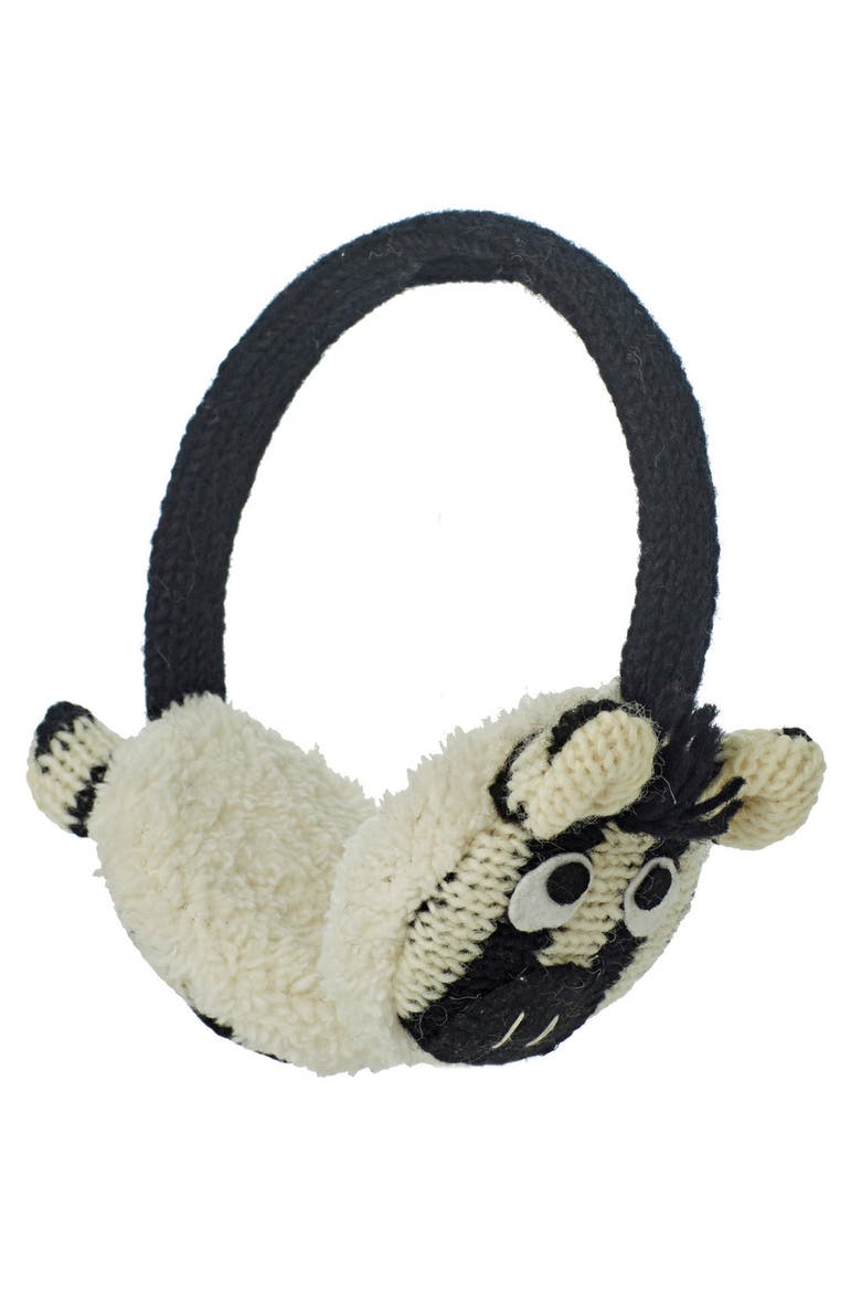 Zebra Earmuffs, Main, color, White