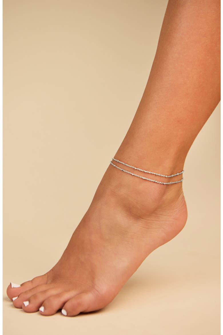 Alison Layered Chain Anklet, Alternate, color, SILVER