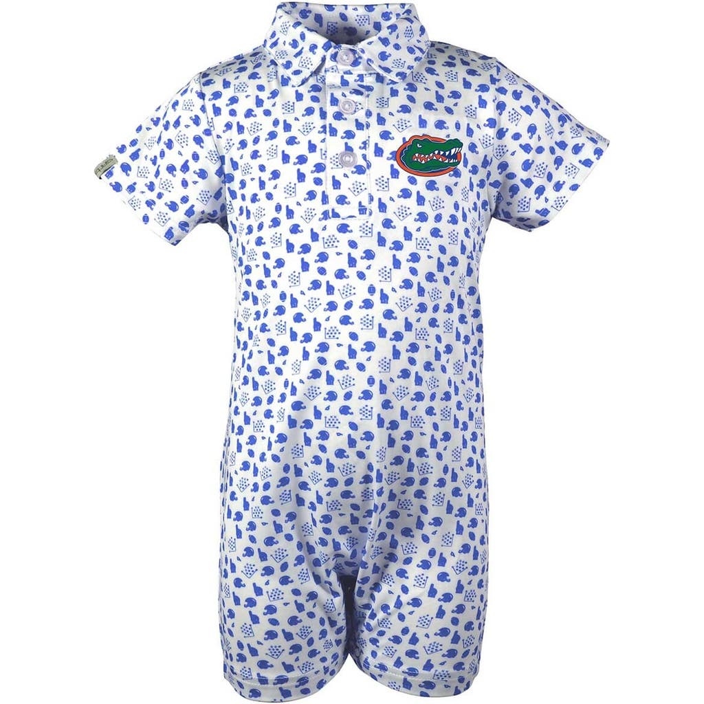Garb Kids' Infant White Florida Gators Earnest Polo Romper In Blue