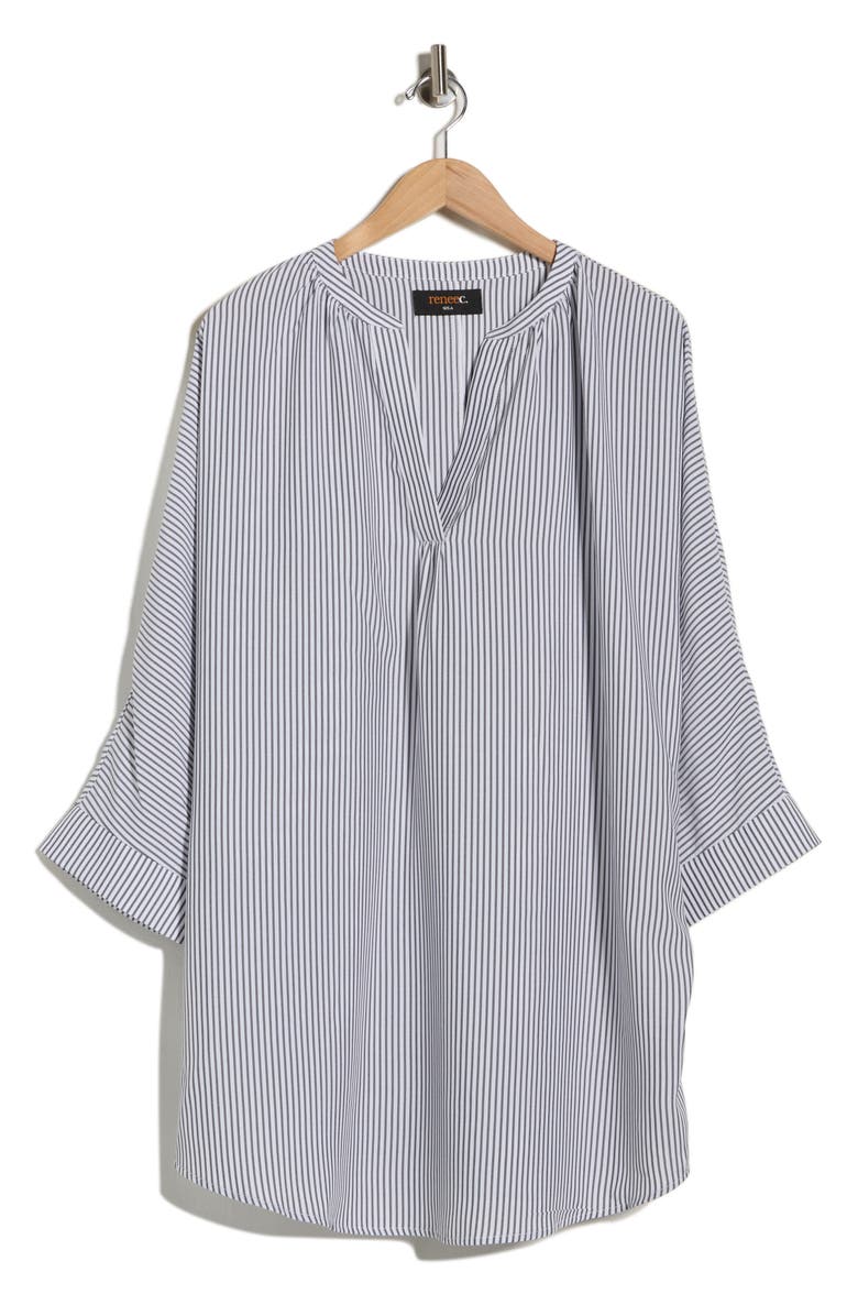 Renee C Pinstripe Tunic Top, Alternate, color, Black/ White