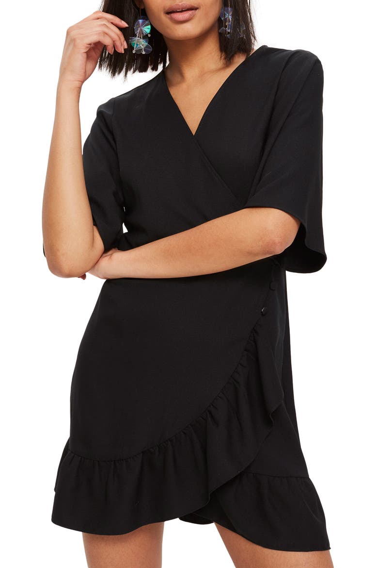 Ruffle Minidress, Main, color, BLACK