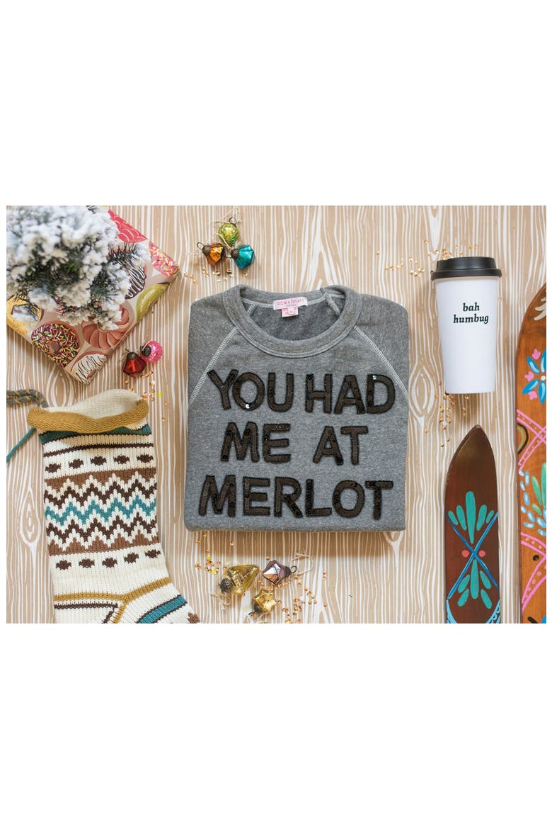 'You Had Me at Merlot' Sweatshirt, Alternate, color, HEATHER GREY