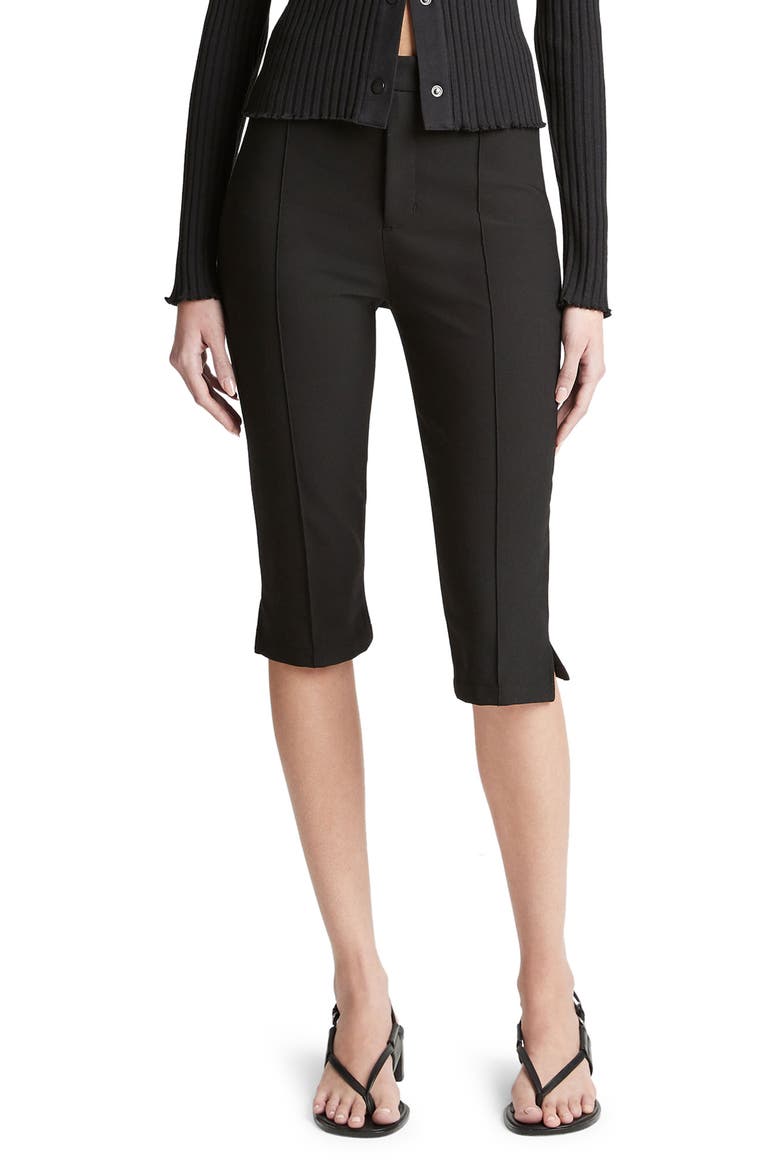 Pintuck Detail Slim Fit Capri Pants, Main, color, 001BLK-BLACK