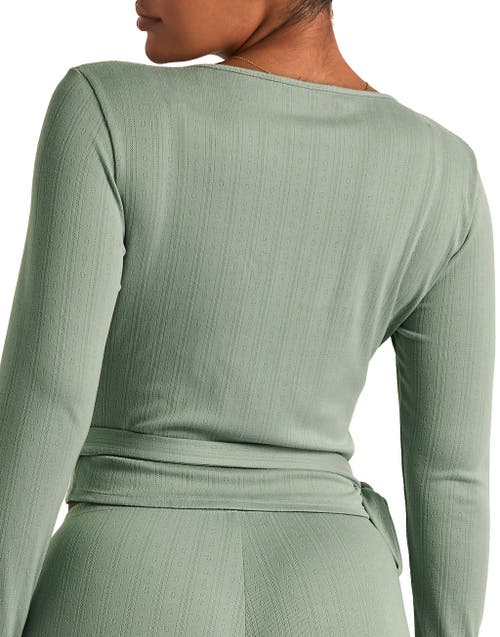 Adore Me Pointelle Ballet Wrap Top In Blue