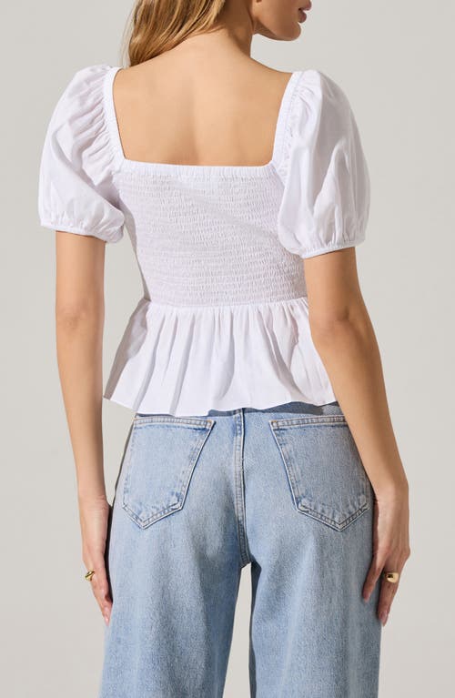 Astr The Label Smocked Peplum Shirt In White