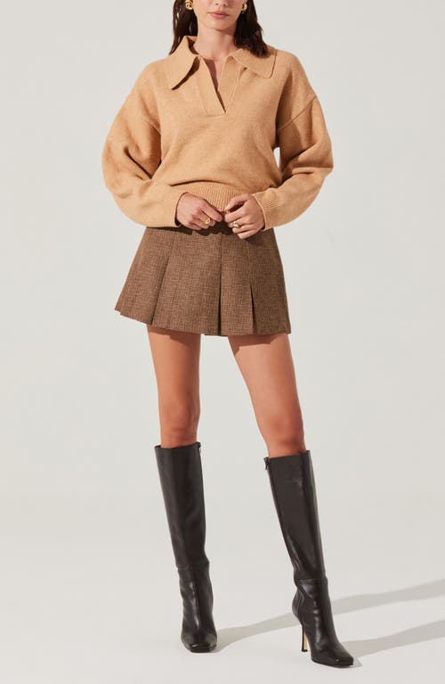Astr Guinevere Layered Sweater In Brown Combo In Natural