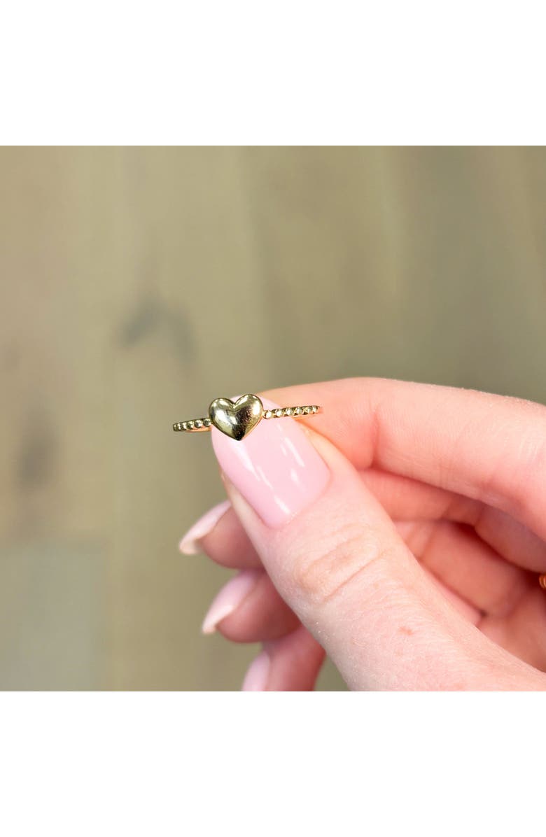 The Lovery Fine Jewelry Gold Beaded Heart Ring, Alternate, color, Yellow Gold