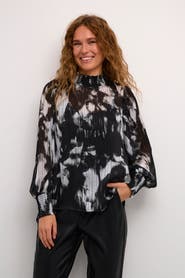 Kaffe Kalifa Chiffon Mock Neck Blouse