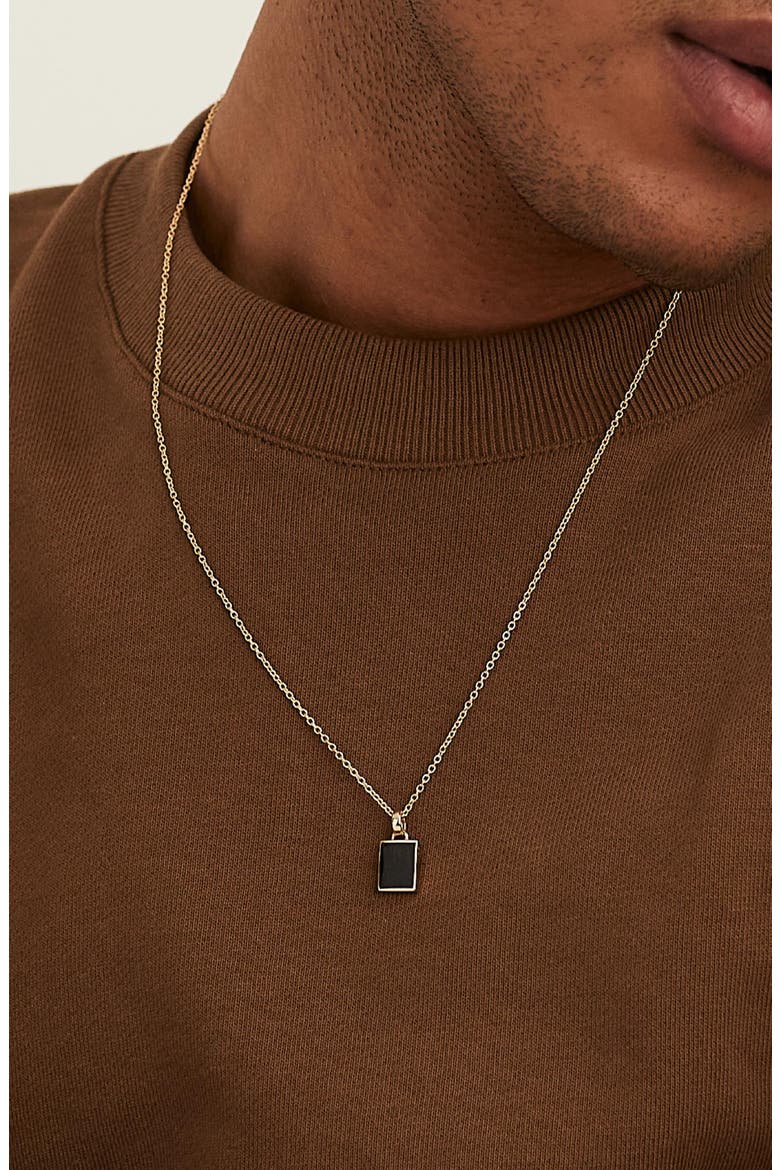 Black Onyx Pendant Necklace, Alternate, color, Yellow Gold/Black Onyx