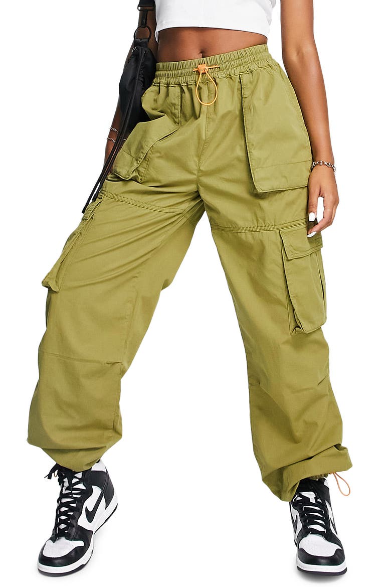 Balloon Leg Cotton Cargo Pants, Main, color, KHAKI