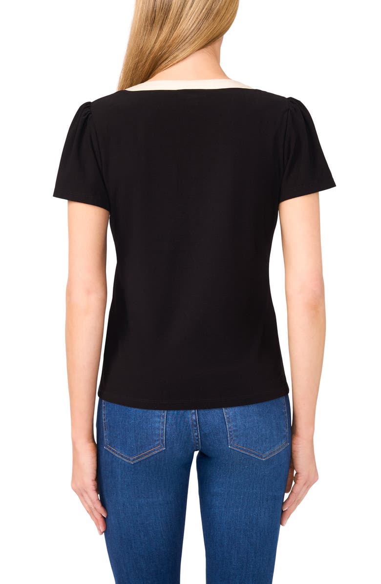 CeCe Bow Front Knit Top, Alternate, color, Rich Black