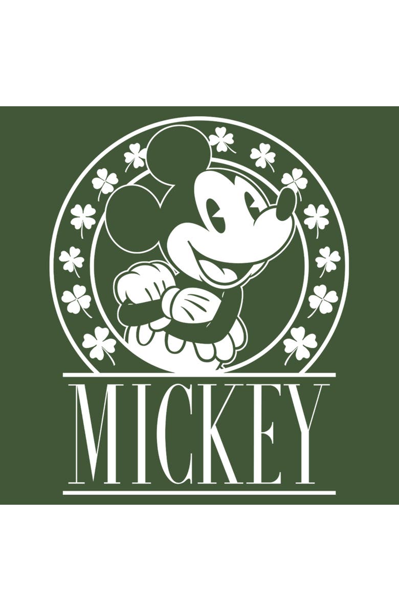 Mickey & Friends Men's Mickey & Friends St. Patrick's Day Shamrock Circle Graphic T-Shirt, Alternate, color, Moss