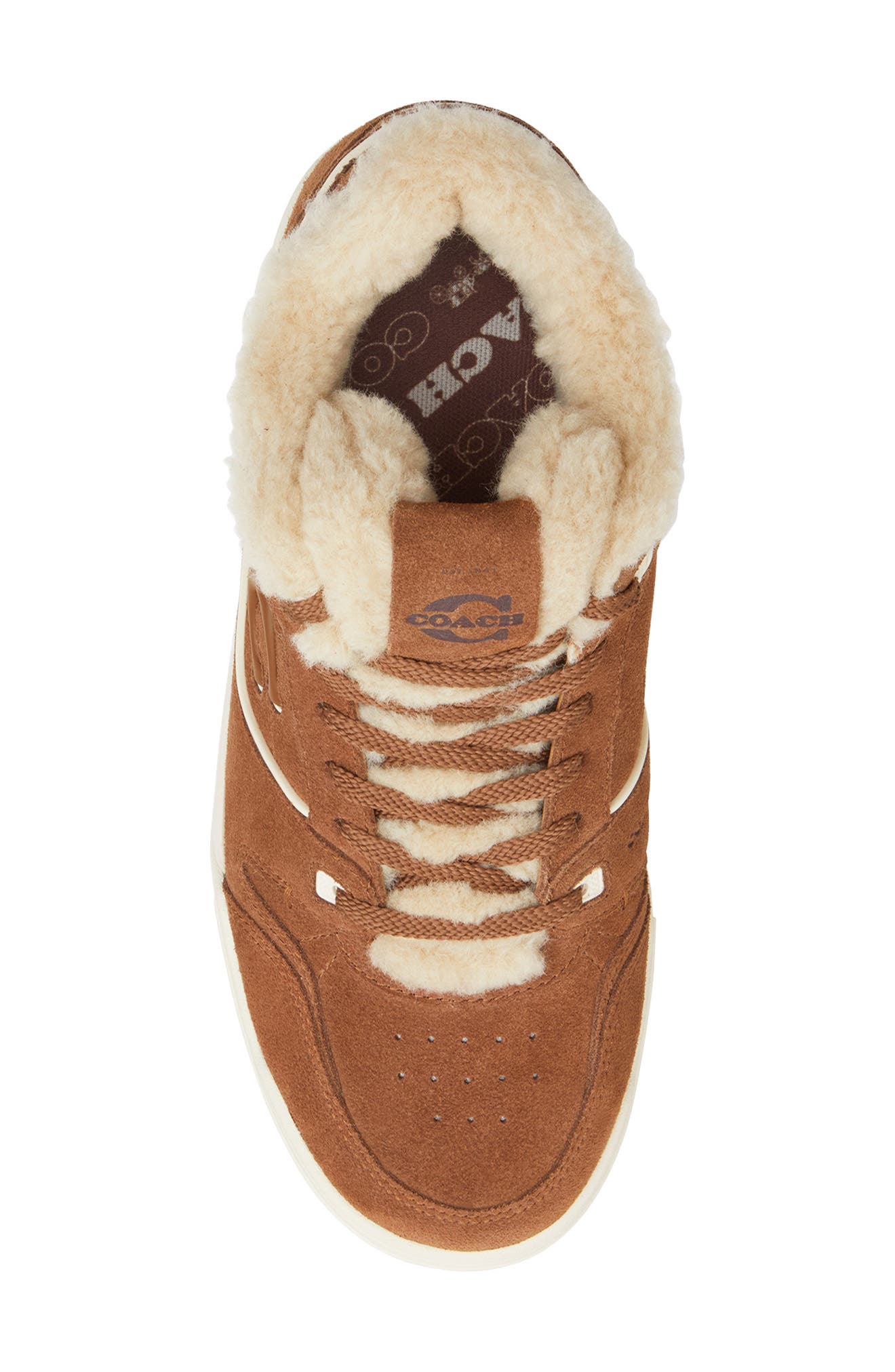 COACH Soho Genuine Shearling Trim Platform Sneaker, Alternate, color, Chalk/ Sable