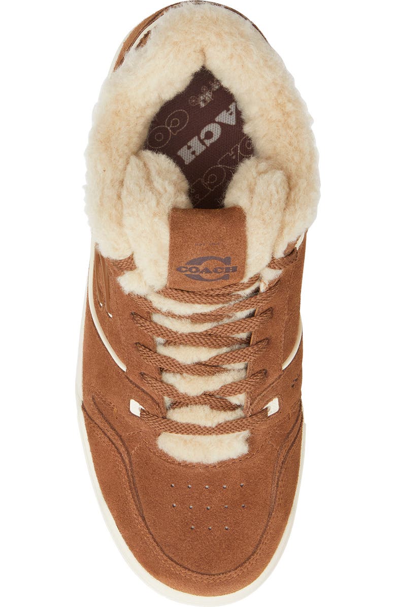 COACH Soho Genuine Shearling Trim Platform Sneaker, Alternate, color, Chalk/ Sable