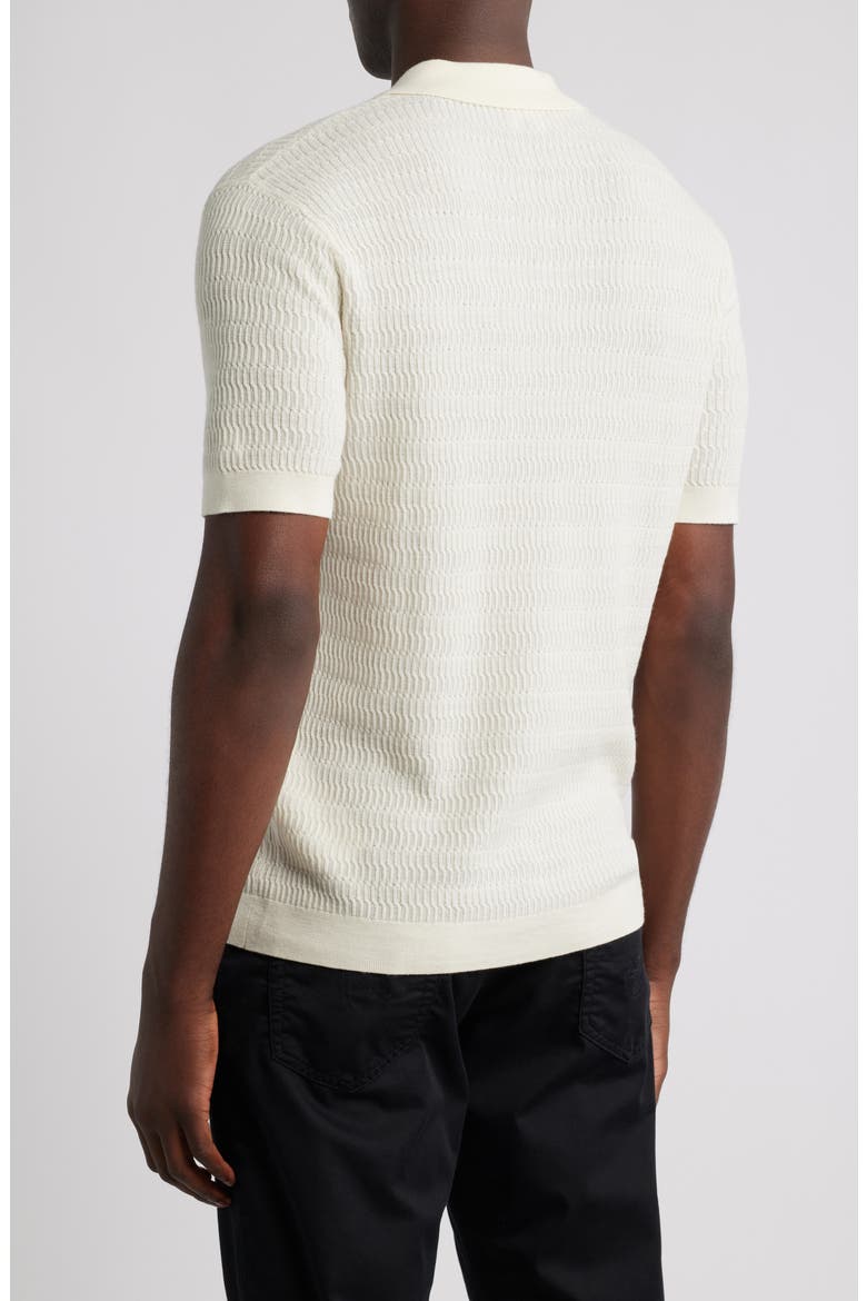 Johnny Collar Short Sleeve Twisted Rib Wool Polo Sweater, Alternate, color, SOLID IVORY