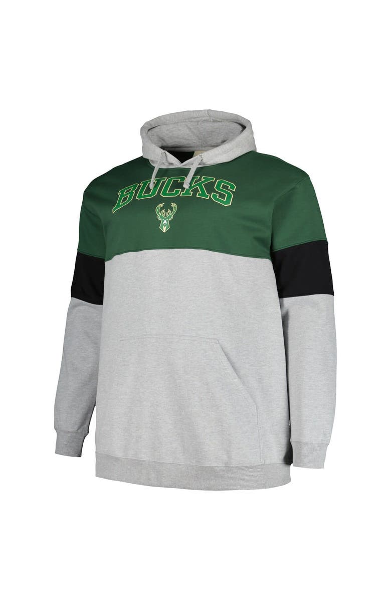 FANATICS Men's Fanatics Branded Hunter Green/Black Milwaukee Bucks Big & Tall Pullover Hoodie, Alternate, color, Hunter Green