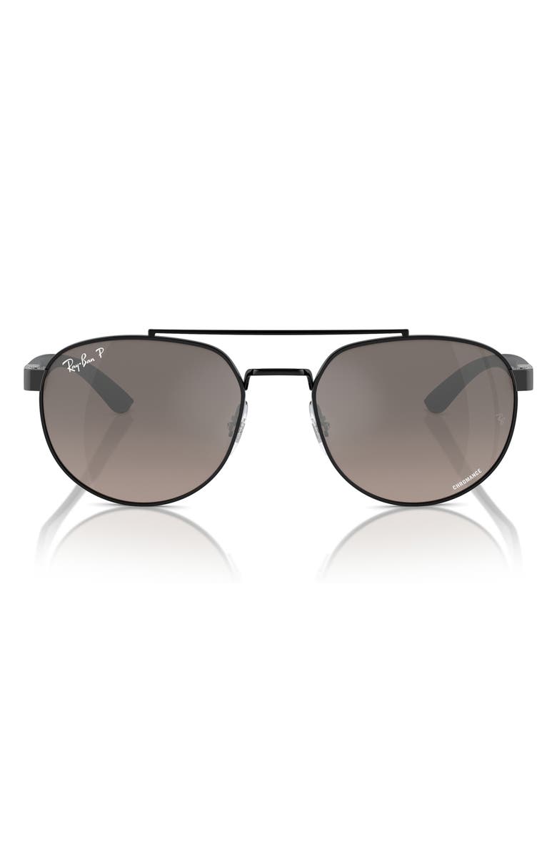 Ray-Ban 56mm Polarized Irregular Sunglasses, Alternate, color, Black