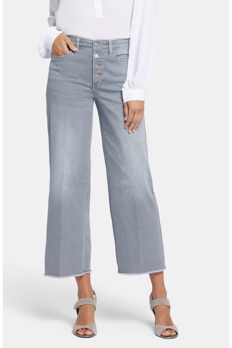 Teresa Exposed Button High Waist Ankle Wide Leg Jeans, Main, color, ROCKSAND