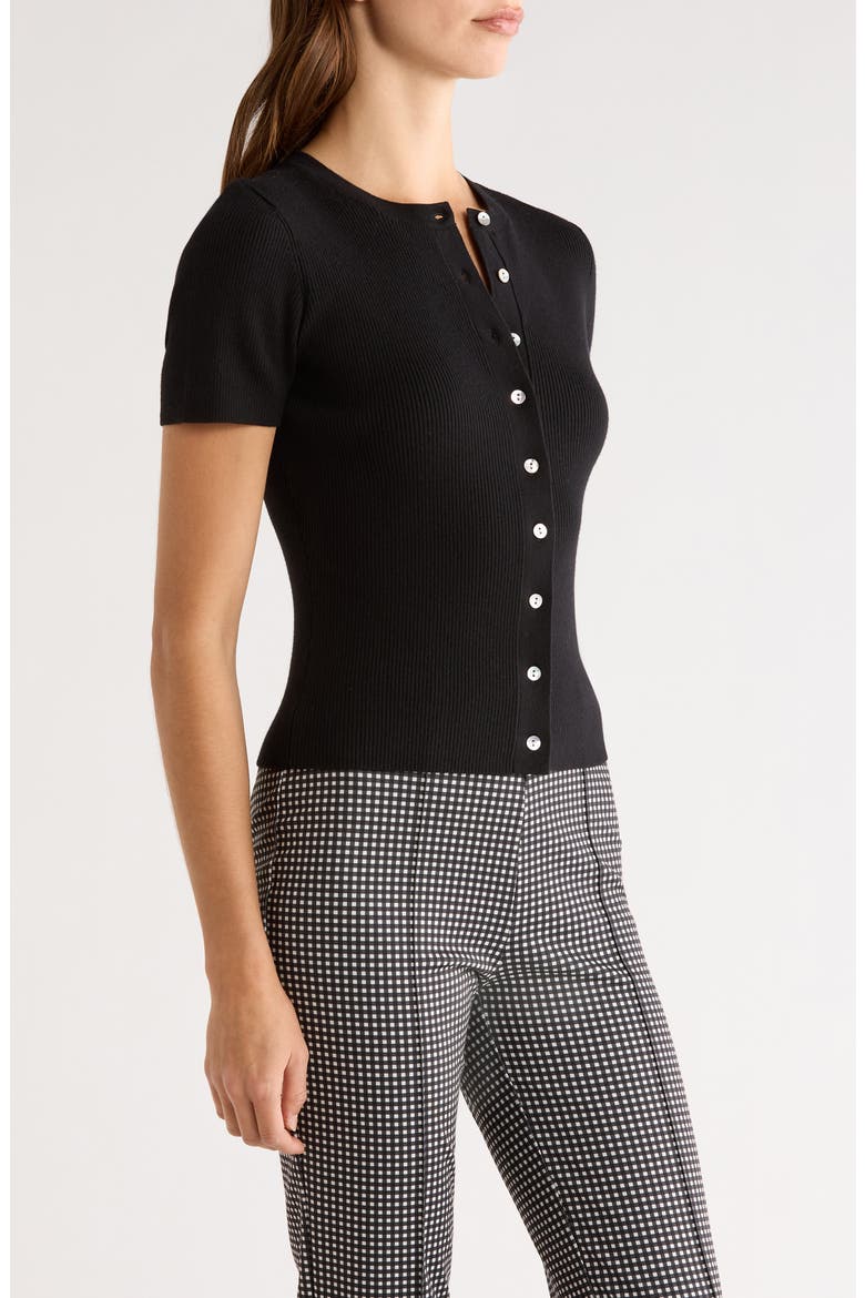 Bonnie Button Front Knit Top, Alternate, color, BLACK