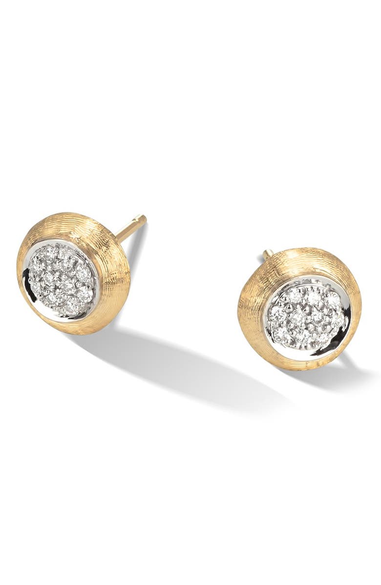 Marco Bicego Jaipur 18K Yellow & White Gold Diamond Stud Earrings, Alternate, color, Yellow Gold