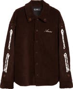 AMIRI Studded Bones Appliqué High Pile Fleece Overshirt