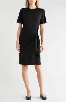 Vince Side Tie Short Sleeve Cotton Jersey Dress