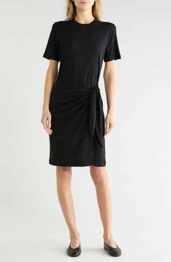 Vince Side Tie Short Sleeve Cotton Jersey Dress