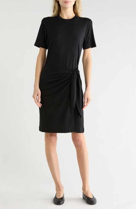 Vince Side Tie Short Sleeve Cotton Jersey Dress