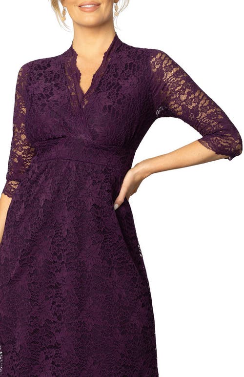 Kiyonna Scalloped Boudoir Lace Cocktail Dress In Imperial Plum