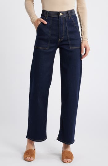 Shop Frame The Trapunto Ankle Straight Leg Jeans In Stargirl