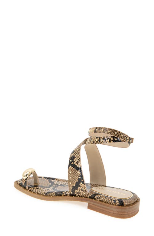 Kenneth Cole Ravenn Studded Wraparound Ankle Strap Sandal In Sand Snake