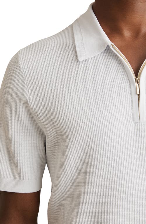 Reiss Berkley Slim Fit Quarter Zip Knit Polo Shirt In White
