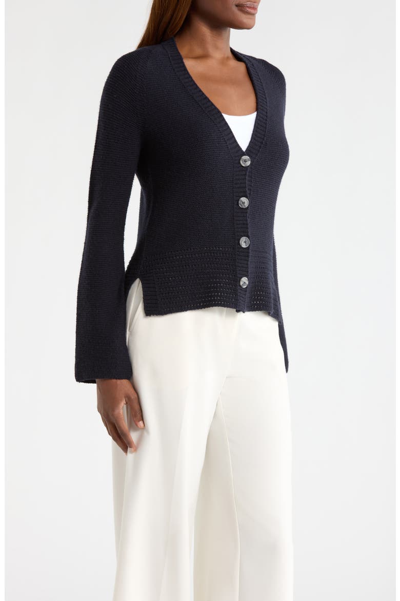 Virgin Wool & Cashmere Cardigan, Alternate, color, SOLID BLUE NAVY