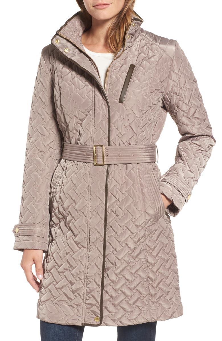Cole Haan Signature Belted Quilted Coat, Main, color,