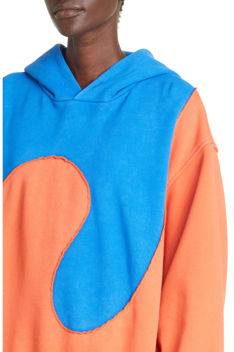 Spiral Oversize Cotton Blend Hoodie, Alternate, color, BLUE ORANGE