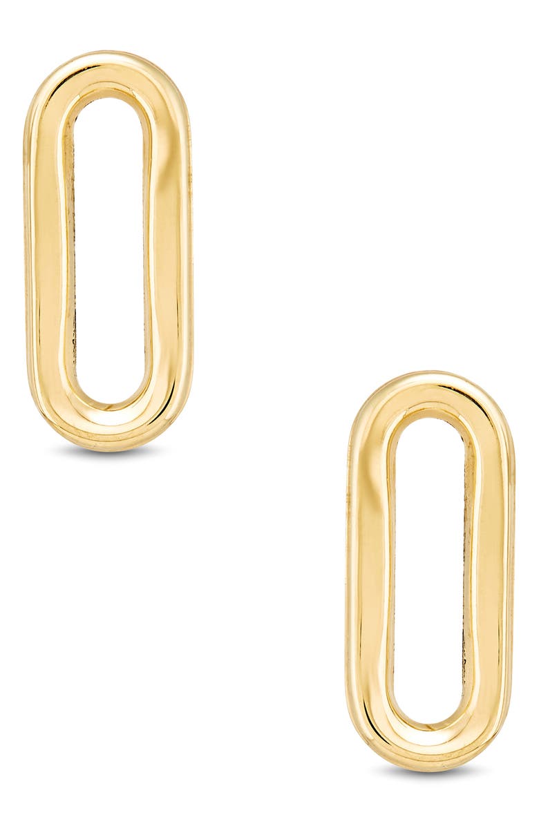 Frankie & Zoe Small Paper Clip Stud Earrings, Alternate, color, Yellow Gold
