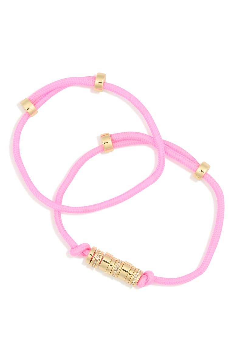 Set of 2 Rondelle Adjustable Bracelets, Alternate, color, NEON PINK- CLEAR- GOLD